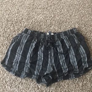 Black and white striped beach shorts NWOT